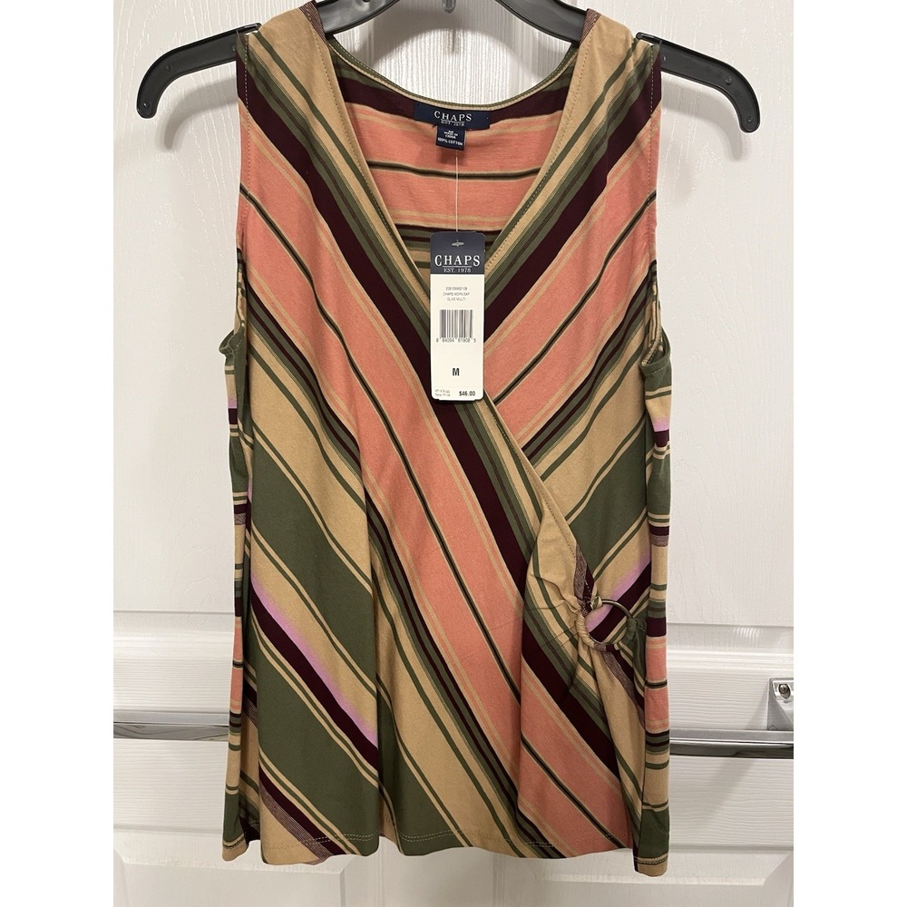 Chaps Ladies Tank Top Stripped Tank Top Size Medium